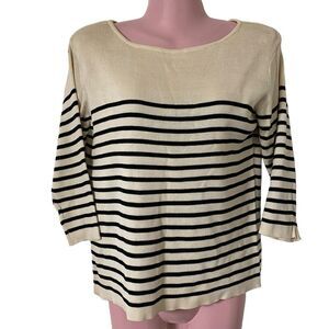 Vintage Clio Sweater Women's Large Silk Cotton Blend 90's Y2K Striped Cropped